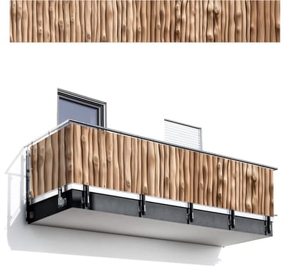 Balkonscherm 500x75 cm - Balkonposter Hout - Stam - Lichtbruin - Balkon scherm decoratie - Balkonschermen - Balkondoek zonnescherm
