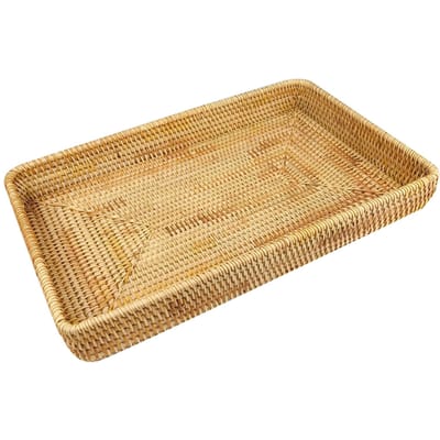 Rieten Dienblad Tafelblad Organisatie Handgeweven Snack Opbergmand Multifunctioneel Serveerblad large