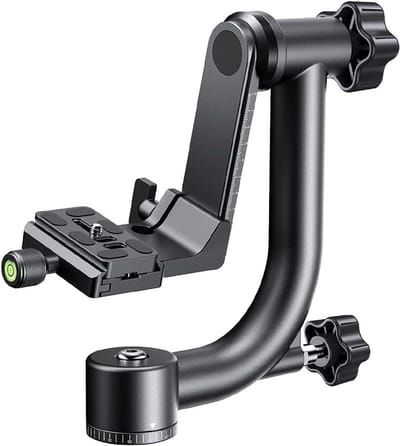 Panoramische Statiefkop 360° van Aluminium met 1/4 Inch Bevestiging, Waterpas en Lifting Range van 70 mm voor DSLR en Spiegelreflexcamera's tot 20 kg