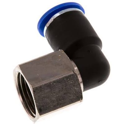 12mm x G1/2'' 90 graden L-verbinding Messing/PA 66 Insteekfitting Binnendraad Draaibaar NBR