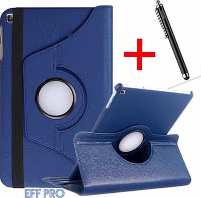 Geschikt voor Samsung Galaxy Tab A 10.1 (2019) T510/T515 HiCHiCO Tablet Hoes met 360° draaistand Cover Tablet hoesje Donker Blauw en Stylus Pen