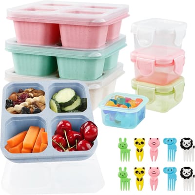 La'Moussawi ® Handige Vierdelige Snackbox Set met Meerdere Vakken voor Dagelijks Gebruik