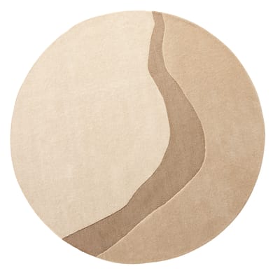 Acsento FigariLinen Vloerkleed - Ø 200 cm - Ivoor,Beige - Rechthoekig, Rond - Wol - Woonkamer, Slaapkamer, Eetkamer - Abstract - Modern