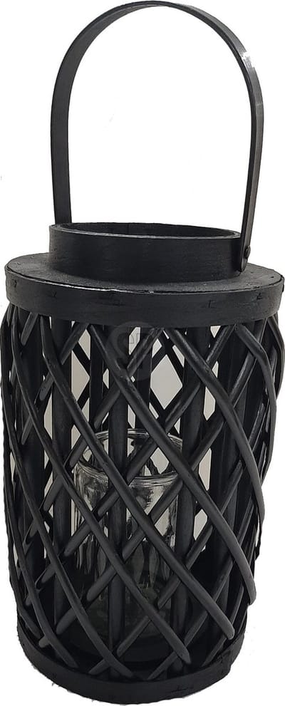 Bamboe lantaarn - zwart - Lantaarn -windlicht - kaarsenstandaard - 30 cm hoog - tuin - tuinverlichting