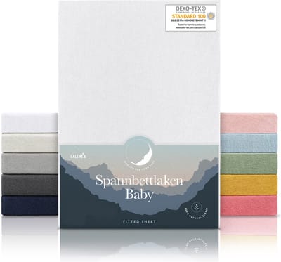 Laleni Jersey Baby/Kind Hoeslaken - Actief Ademend - Oeko-Tex Certificeerd - Babybed, Wieg, Kinderbed 55 x 90 x 10cm, wit