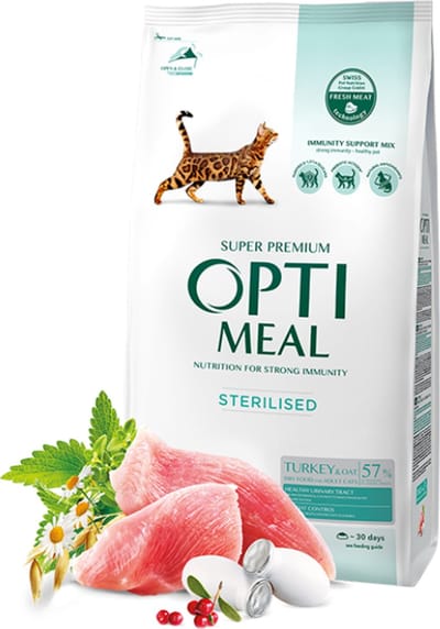 Optimeal Super Premium Droogvoer voor Gesteriliseerde Katten – Kalkoen & Havermout, Ondersteunt Gewicht, Urinewegen en Immuunsysteem, Volledige Voeding voor Volwassen Katten 1.5kg
