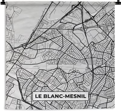 Wandkleed - Wanddoek - Kaart - Stadskaart - Frankrijk - Le Blanc-Mesnil - Plattegrond - 180x180 cm - Wandtapijt