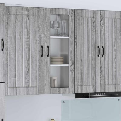 vidaXL - Wandglas - Kasten - LUCCA - Grijs - sonoma - 40 - x - 31 - x - 100 - cm