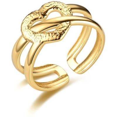 Europese en Amerikaanse Modeaccessoires Groothandel Openende Hartvormige Titanium Stalen Ring Roestvrijstalen Partnerring Resizable
