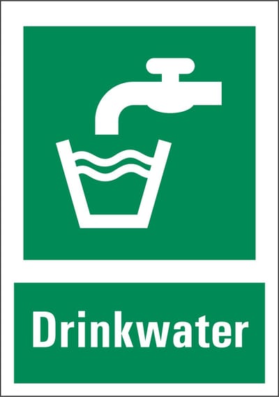 Drinkwater sticker met tekst 210 x 297 mm