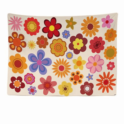 Ulticool Wandkleed 200x150 cm - Bloemen Hippie - voor Binnen - Wandtapijt Wanddoek Stof Poster Backdrop Frame Decoratie Woonkamer - Aesthetic Room Decor Cutecore Cute Kawaii Stickers Flower Power Accessoires Foute Party Tiener Meisje