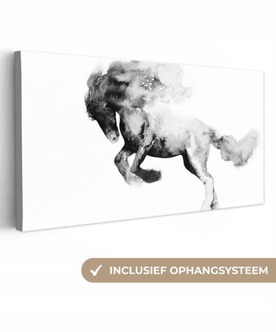 Canvas - Schilderij - Oil painting - Paard - Dieren - Kunst - 40x20 cm - Woondecoratie - Wonen