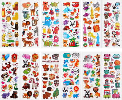 3D Puffy Stickers voor Kinderen, Schattige Dierenstickers, Foam Stickers voor Creatieve Projecten, Beloningsstickers, DIY Decoratie, Knutselen en Scrapbooking, 12 Stuks
