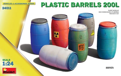 MiniArt Modelbouwpakket Diorama - 24011 Kunststof vaten 200L - 6 Drums voor Diorama Plastic - 1:24 - Modelbouw