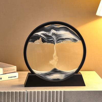 *** Bewegende Zandkunst in Glas – Luxe Woondecoratie – Zandloper - Afmeting: 19 x 19 cm - van Heble® *** ***
