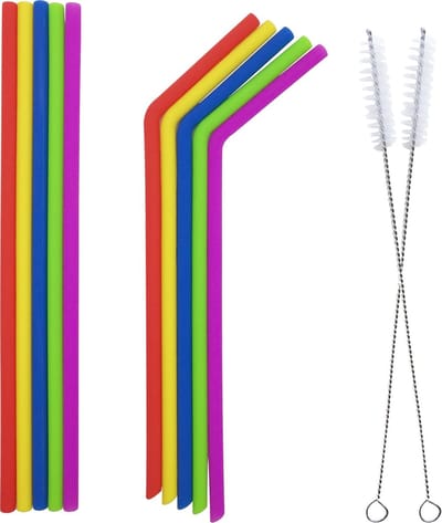 Herbruikbare siliconen rietjes (Regular size) - duurzame herbruikbaar siliconen rietje - drinkrietjes set 10 stuks incl. 2 borstels - BPA vrij en tandbeschermend