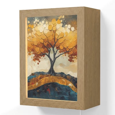Wandlamp 15x20 cm - Oplaadbaar - Boom - Natuur - Goud - Modern - Wandlampen binnen woonkamer - Slaapkamer lamp met kabel - Decoratieve nachtlamp - Vloerlamp snoer