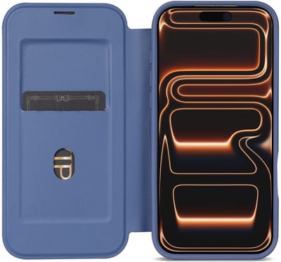 Portemonnee Hoesje Geschikt voor Apple iPhone 17 Pro Max | Compatibel met MagSafe | Wallet Book Case met Magneet | Beschermhoes met Pasjeshouder | Transparant / Blauw