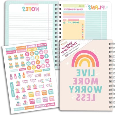 Ongedateerde Dagplanner - Agenda Notitieboek - Dagelijkse Planning - Volledige Pagina Per Dag - 5.8 x 8.3 Inch