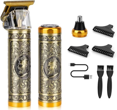 5 in 1 Draadloze Baardtrimmer + Neustrimmer - USB C Oplaadbaar - Professionele Barber Tondeuse - Shaver - Oortrimmer - Waterdicht - Kerst Verjaardag Sinterklaas Cadeau Mannen - Trimmer Baard - Goud
