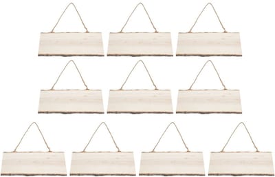 Dailygoods- Houten Plaquette Set van 10 - DIY Deurbordhanger - Tunghout - Jute Touwen - Blanco Decoratie Bord - Kunst Schilderen - Decoratiebord