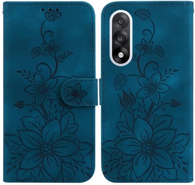 Coverup Hoesje - Geschikt voor OnePlus Nord 5 Hoesje - Coverup Bloemen Book Case - Donkerblauw
