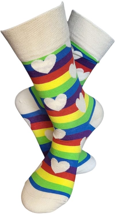 Pride sokken - Opkikker - Grappige sokken - Valentijns cadeau - Verjaardag cadeau - Leuke sokken - Aparte sokken - Hartjes - Vrolijke sokken - LuckyDay Socks - Grappige cadeau - Kerstsokken - Vaderdag - Moederdag - Socks maken Happy - Onesize