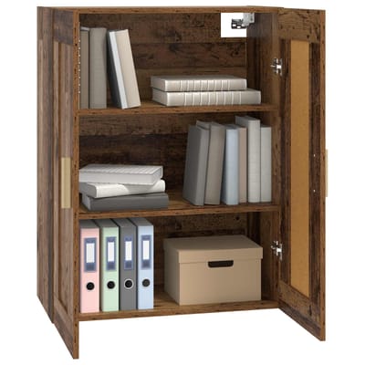 vidaXL - Wandkast - Muurmontage - Oud - hout - 69,5 - x - 34 - x - 90 - cm - Bewerkt - hout