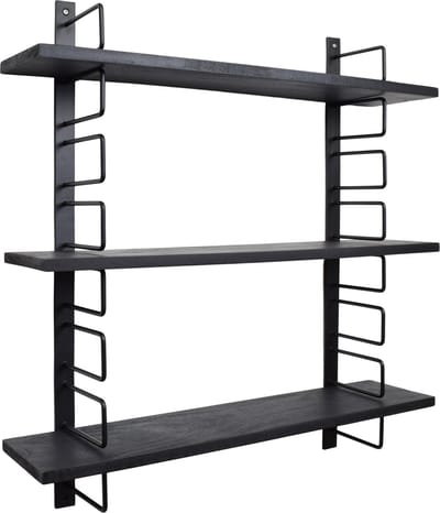 LOFT42 Wandrek Zwart - Mangohout – Metaal - 64x13x74