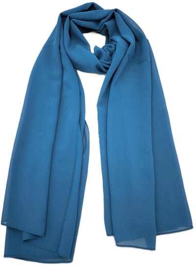 Lange dames chiffon sjaal Dominique-effen petrol blauw-omslagdoek-stola