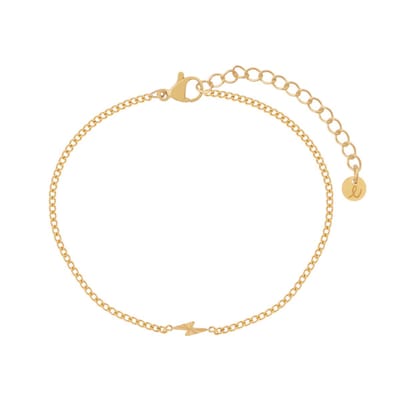 Essentialistics - Armband gevlamd bliksemschicht - Volwassenen - Goudkleur - Stainless steel (verkleurt niet) - Verlengkettinkje