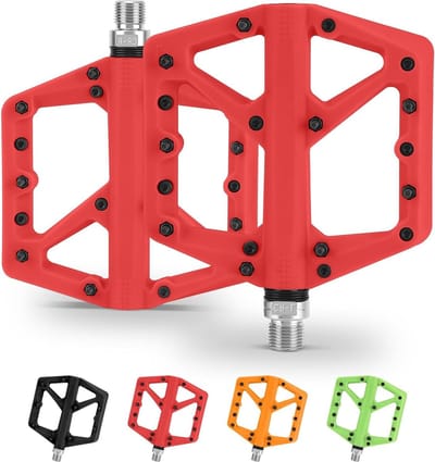Antislip Mountainbike Pedalen van Nylonvezel - 9/16 inch Fietspedalen - Lichte en Brede Platformpedalen voor Road Mountain BMX MTB - Rood