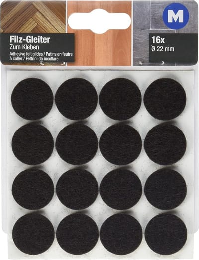 Metafranc Vilt Glijders 16 Stuks - Zelfklevend - Bescherming voor Meubels en Stoelen - Ø 22 mm - Bruin