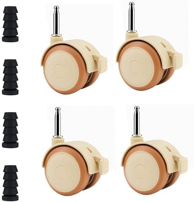 Set van 4 Meubelwielen met Rem voor Kindermeubels, 10mm Pen, Ideaal voor Kinderbedjes en Trolleys, Vrijlopende 47mm Wielen
