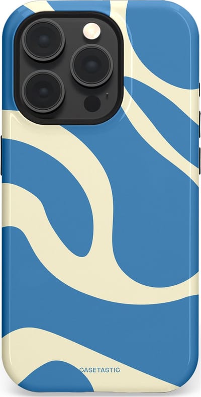 Casetastic hoesje geschikt voor Apple iPhone 15 Pro - MagSafe - Dubbellaagse bescherming - Lichtblauwe water vlekken - Fashion Case - Lavendel Crème Lichtblauw
