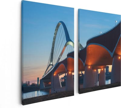 Artaza Canvas Schilderij Tweeluik Oversteek Brug in Nijmegen - 80x60 - Foto Op Canvas - Canvas Print