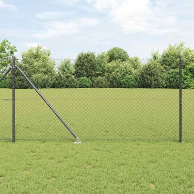 vidaXL - gaashek - met - grondpennen - 10 - x - 1,2 - m - PVC-Coated - Staal - Grijs - Mesh