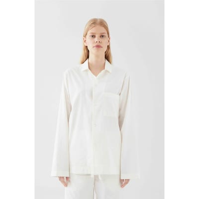 Tekla Unisex Poplin, Pyjamas Shirt Morning White Maat: XXS | Nachtmode Outlet | Unisex | Wit