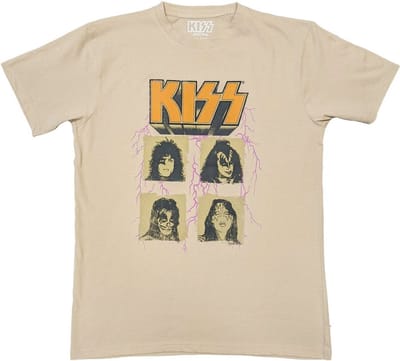 Kiss - Lightning Photo Heren T-shirt - S - Beige