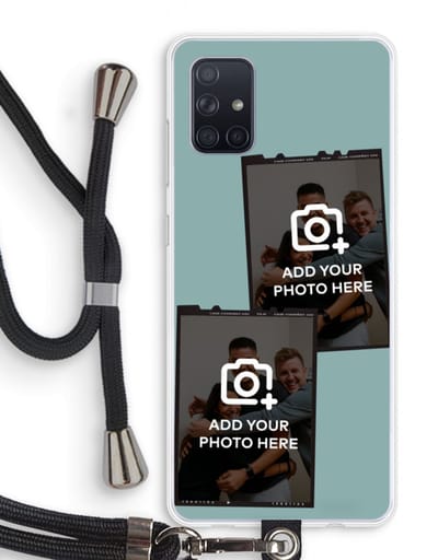 Gepersonaliseerd - Case Company® - Hoesje met koord geschikt voor Samsung Galaxy A71 hoesje met Koord - Polaroid Zwart - Telefoonhoesje met Zwart Koord - Bescherming aan alle Kanten en Over de Schermrand