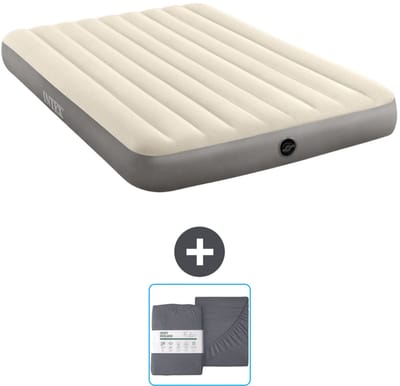 Intex Luchtbed - 2-Persoons - 152 x 203 x 25 cm - Beige - Inclusief en Hoeslaken