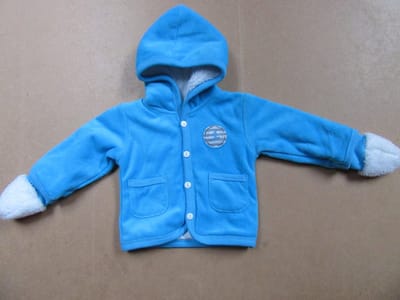 Dirkje - Jasje - Gilet met kap en wantjes- Jongens - Blauw - 6 maand 68