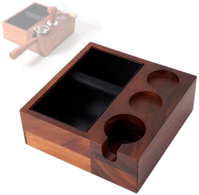 Cosensi- Tamperstation met Zeefhouder - Koffiestamperhouder - Hout/Siliconen/Roestvrij Staal - 58 mm - Gewicht 2667 g - Compatibel met 58-58,5 mm Filters - Koffiestation