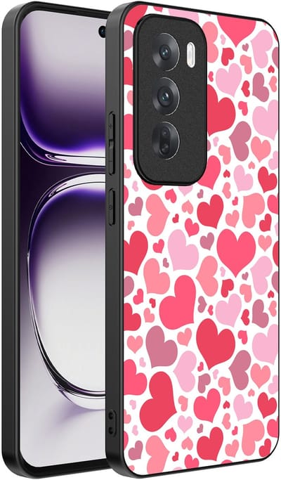 Smartphonica Telefoonhoesje Geschikt voor Oppo Reno 12 met Hartjes Print - Hearts Design TPU Backcover Case - Kinder Hoesje met Hartjes Design geschikt voor Oppo Reno 12