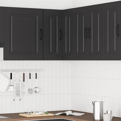 vidaXL - Keukenwandhoekkast - Kalmar - bewerkt - hout - zwart