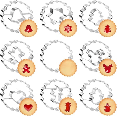 Famanu – Kerst uitsteekvormpjes set van 9 kleine roestvrijstalen koekjessnijders ideaal voor koekjes en feestelijk bakken