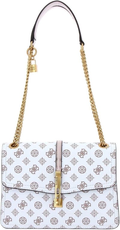 Schoudertas Dames - Handtas Logo - Dagelijks Gebruik - Veelzijdig Interieur - 27.5 cm Breed - Wit Oudroze