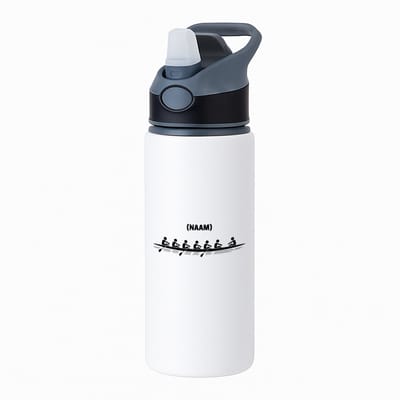 Hacebo® - Roeien met eigen naam waterfles met rietje zwart - Sport - Roeiers - Sport - water fles - 650ML