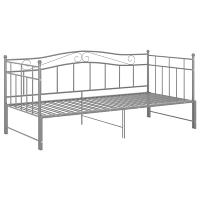 vidaXL - Slaapbank - uittrekbaar - metaal - grijs - 90x200 - cm
