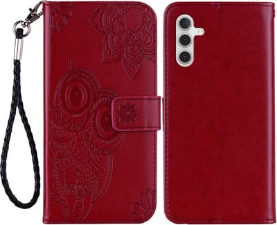 Coverup Hoesje - Geschikt voor Samsung Galaxy A25 Hoesje - Coverup Uilen Book Case - Rood